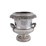 A George IV old Sheffield plate campana shaped wine cooler