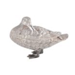 A silver model of a mallard duck by Richard Comyns