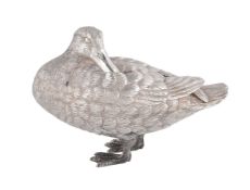 A silver model of a mallard duck by Richard Comyns