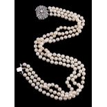 A cultured pearl and diamond necklace