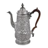 A George IV silver tapered coffee pot by John Page