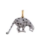 A diamond and enamel leopard pendant