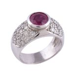 A ruby and diamond ring