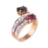 A ruby, sapphire and diamond ring,