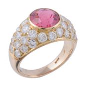 A pink tourmaline and diamond dress ring