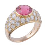 A pink tourmaline and diamond dress ring