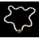 A cultured pearl necklace