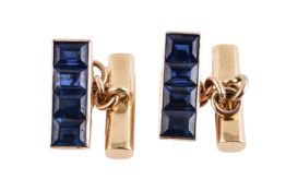 A pair of sapphire cufflinks
