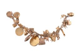 A gold coloured charm bracelet