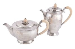 ϒ An Art Deco silver tea pot and coffee pot by Mappin & Webb