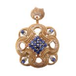 A sapphire and diamond pendant