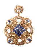 A sapphire and diamond pendant