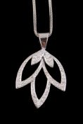 A diamond leaf pendant