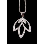 A diamond leaf pendant