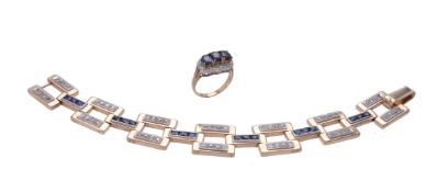 A diamond and sapphire bracelet