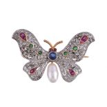 A gemset butterfly brooch