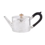ϒ [Military interest] A George III silver straight-sided oval tea pot by William Vincent