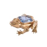 A blue paste frog brooch