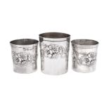 Three Italian silver coloured beakers by Brandimarte