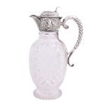 An Edwardian silver mounted cut glass claret jug by W. & C. Sissons