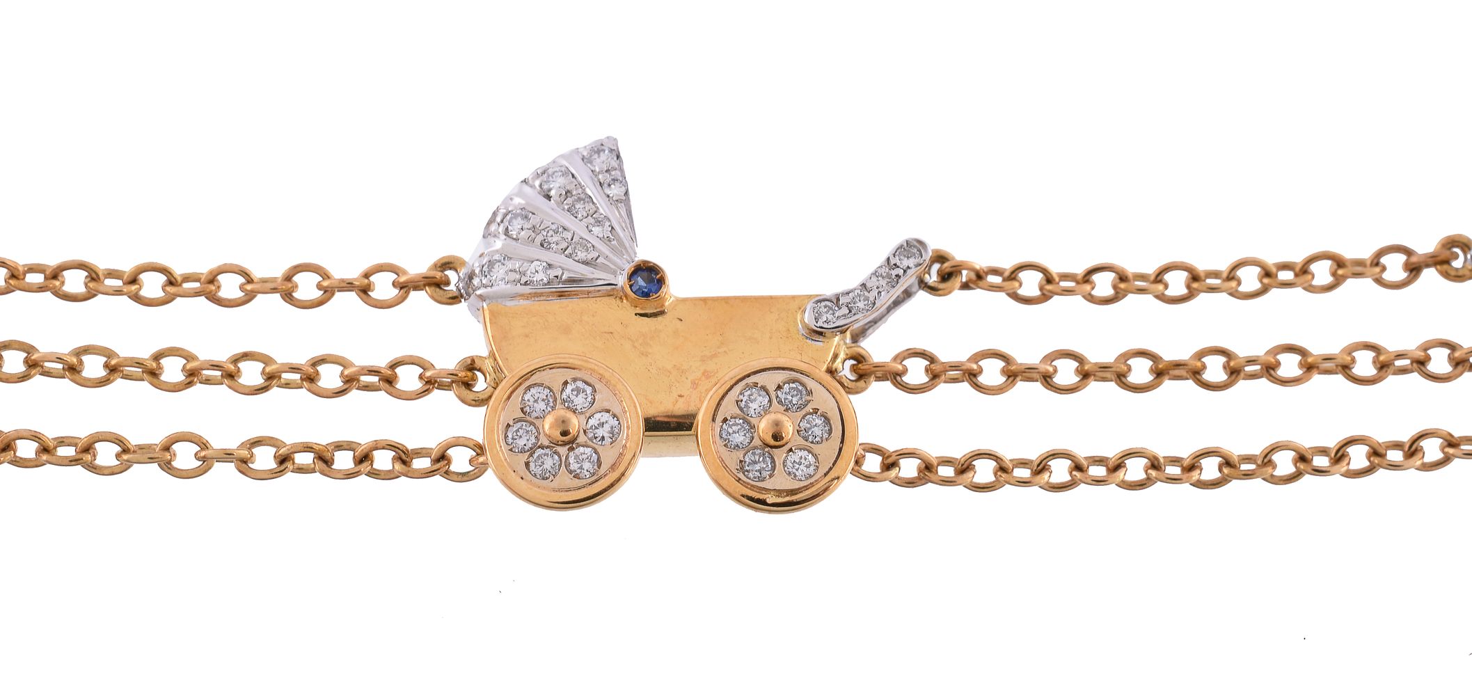 A diamond and sapphire baby carriage bracelet - Image 2 of 2