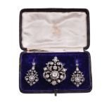 A Victorian diamond brooch and earrings