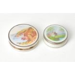 Two German or Austrian silver and enamel circular boxes