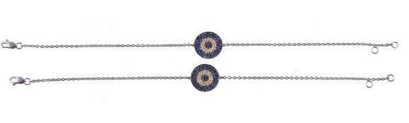 Two evil eye sapphire and diamond bracelets