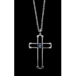 A sapphire cross pendant