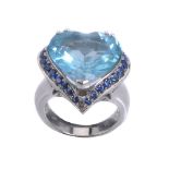 A blue topaz and sapphire ring