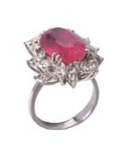 A pink tourmaline and diamond ring