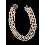 A cultured pearl and diamond necklace