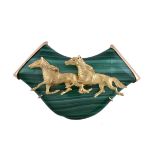 A malachite horse brooch