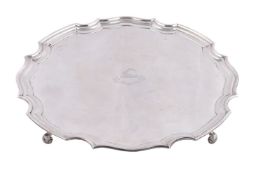 A silver shaped circular salver by Mappin & Webb