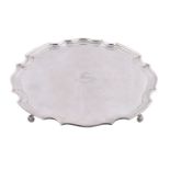 A silver shaped circular salver by Mappin & Webb