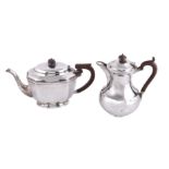 A silver canted rectangular tea pot by William Neale & Son Ltd