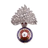 A diamond set Royal Fusileers Regimental brooch