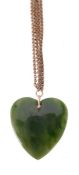 A nephrite jade heart pendant