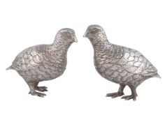 A pair of silver models of grouse by Edward Barnard & Sons