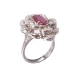 A ruby and diamond ring