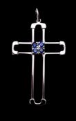 A sapphire cross pendant