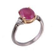 A ruby and diamond ring