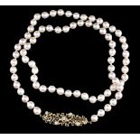 A cultured pearl and diamond necklace