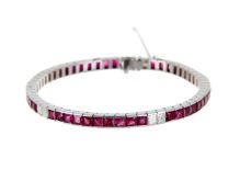 A ruby and diamond bracelet