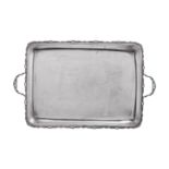 An Italian silver coloured rounded rectangular tray by Gianni Pietrasanta & C.