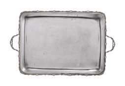 An Italian silver coloured rounded rectangular tray by Gianni Pietrasanta & C.