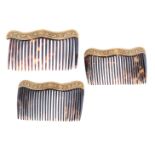 ϒ A set of three late 19th century Spanish tortoiseshell haircombs