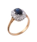 A sapphire and diamond cluster ring