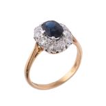 A sapphire and diamond cluster ring