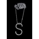 A diamond initial S pendant